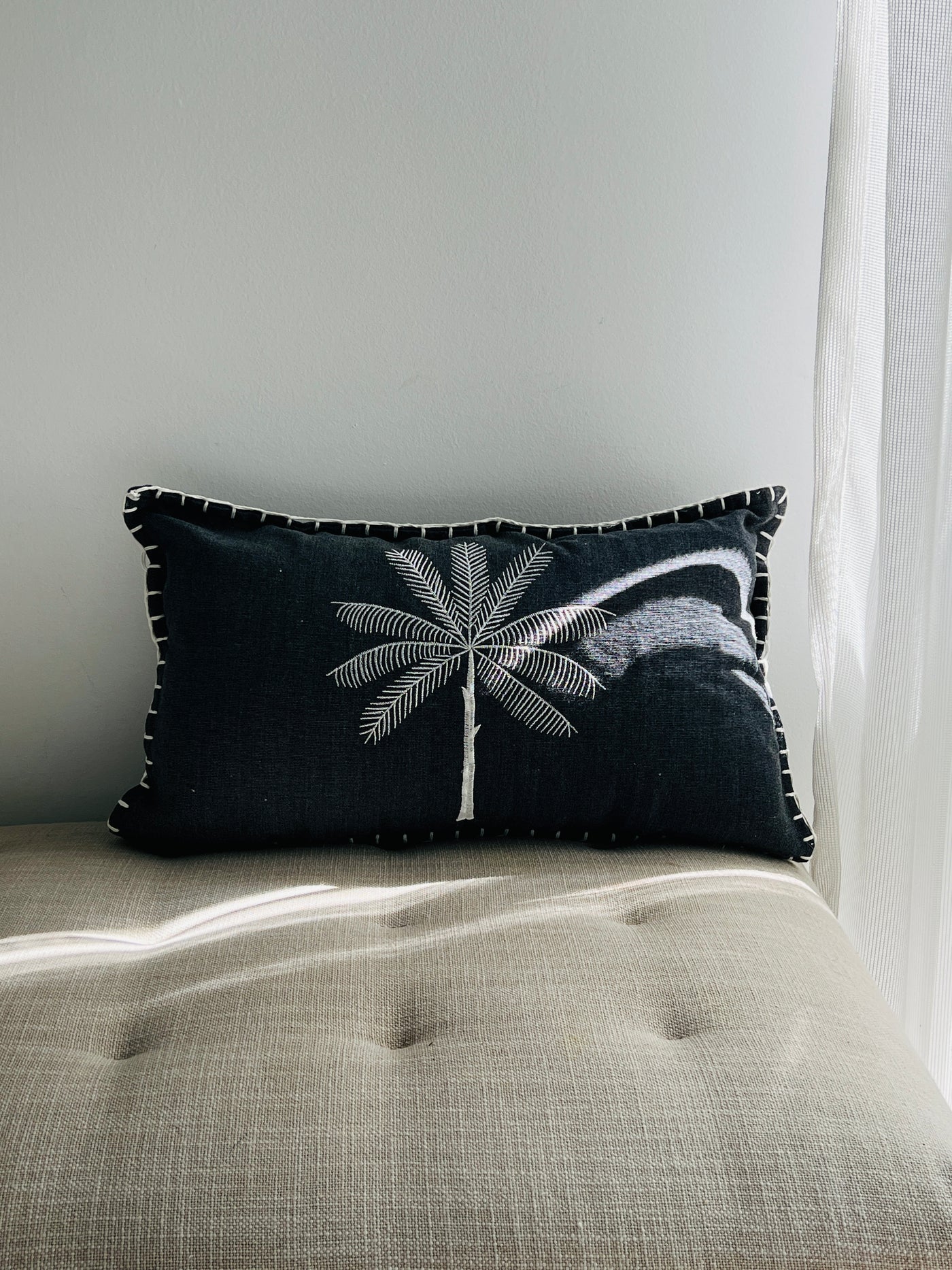 the island palm tree cotton cushion