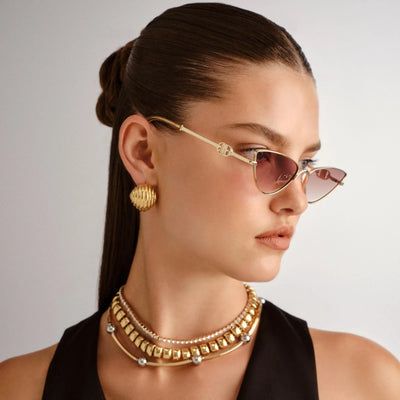 LE SPECS THE SOIREE GOLD TAN GRADIENT FLASH MIRROR