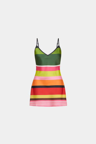 BIAS MINI DRESS EMERALD STRIPE