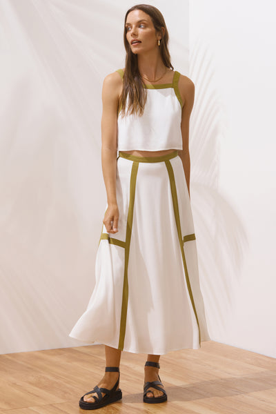 Sancia Camille A-line skirt White/Avocado
