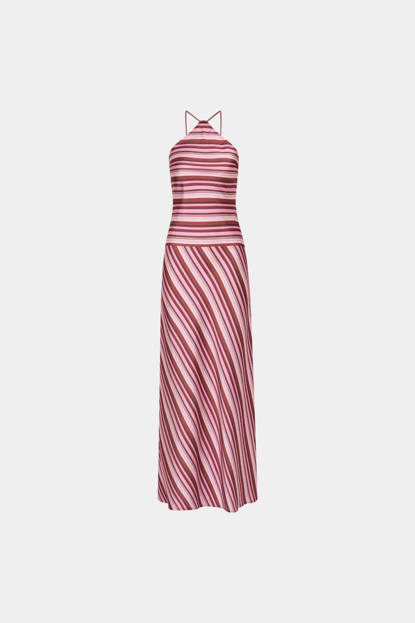 HALTER MAXI DRESS MAGENTA STRIPE