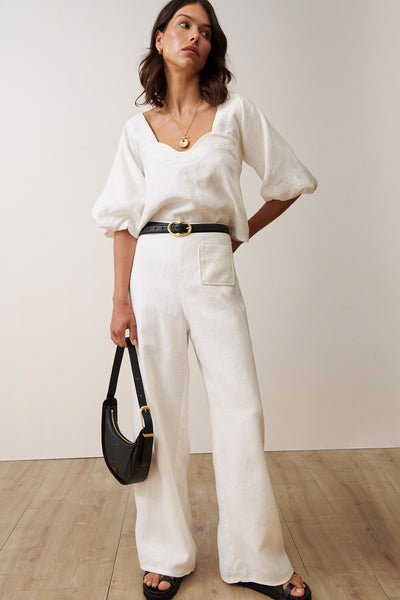 SANCIA THE LUISA LINEN PANT WHITE