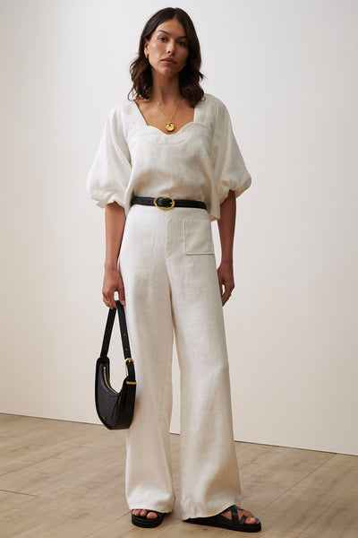 SANCIA THE LUISA LINEN PANT WHITE