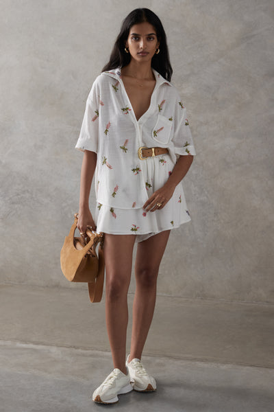 SANCIA | THE WILLA SHORT SLEEVE COTTON SHIRT POSEY