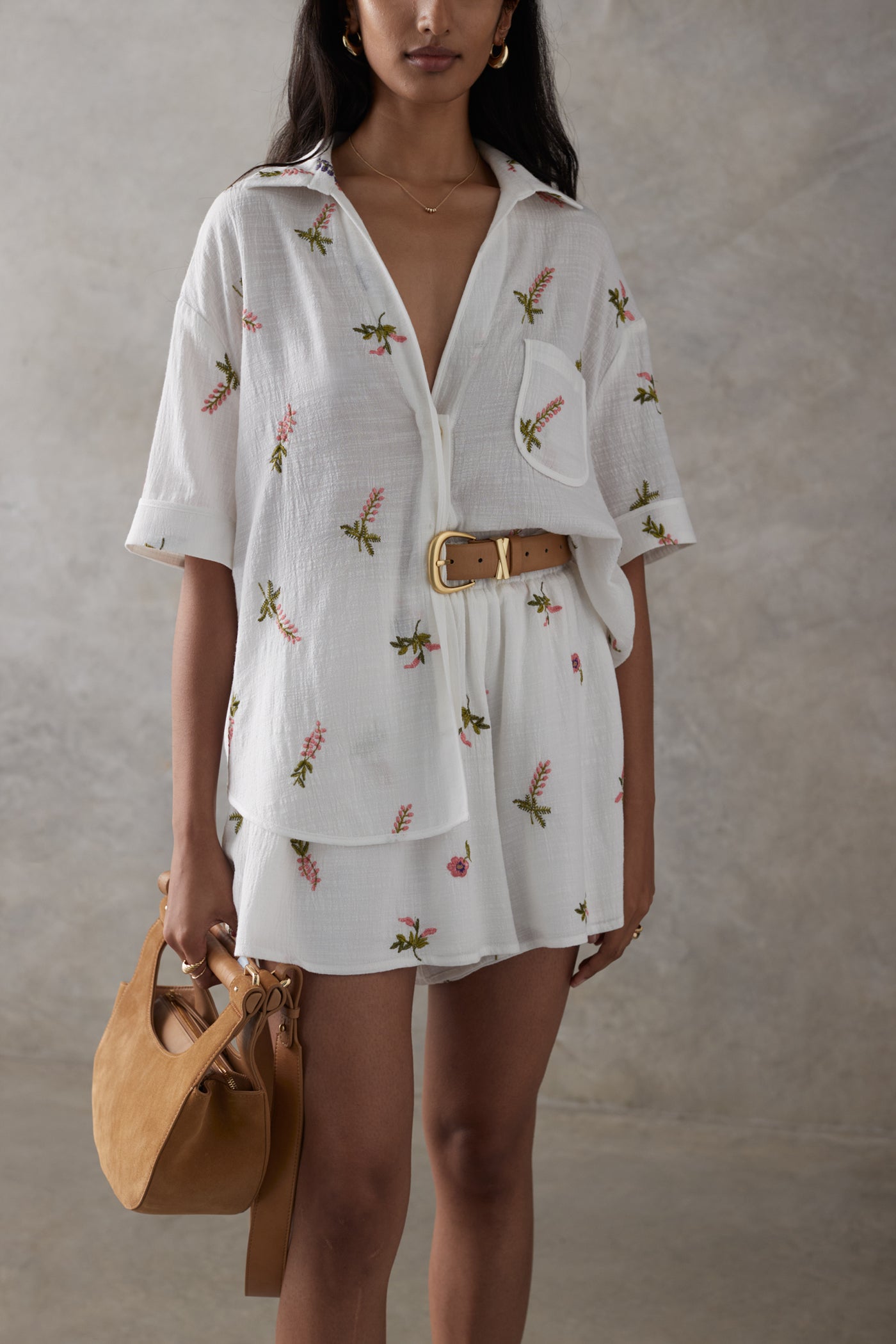 SANCIA | THE WILLA SHORT SLEEVE COTTON SHIRT POSEY