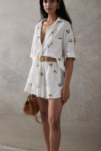 SANCIA | THE WILLA SHORT SLEEVE COTTON SHIRT POSEY