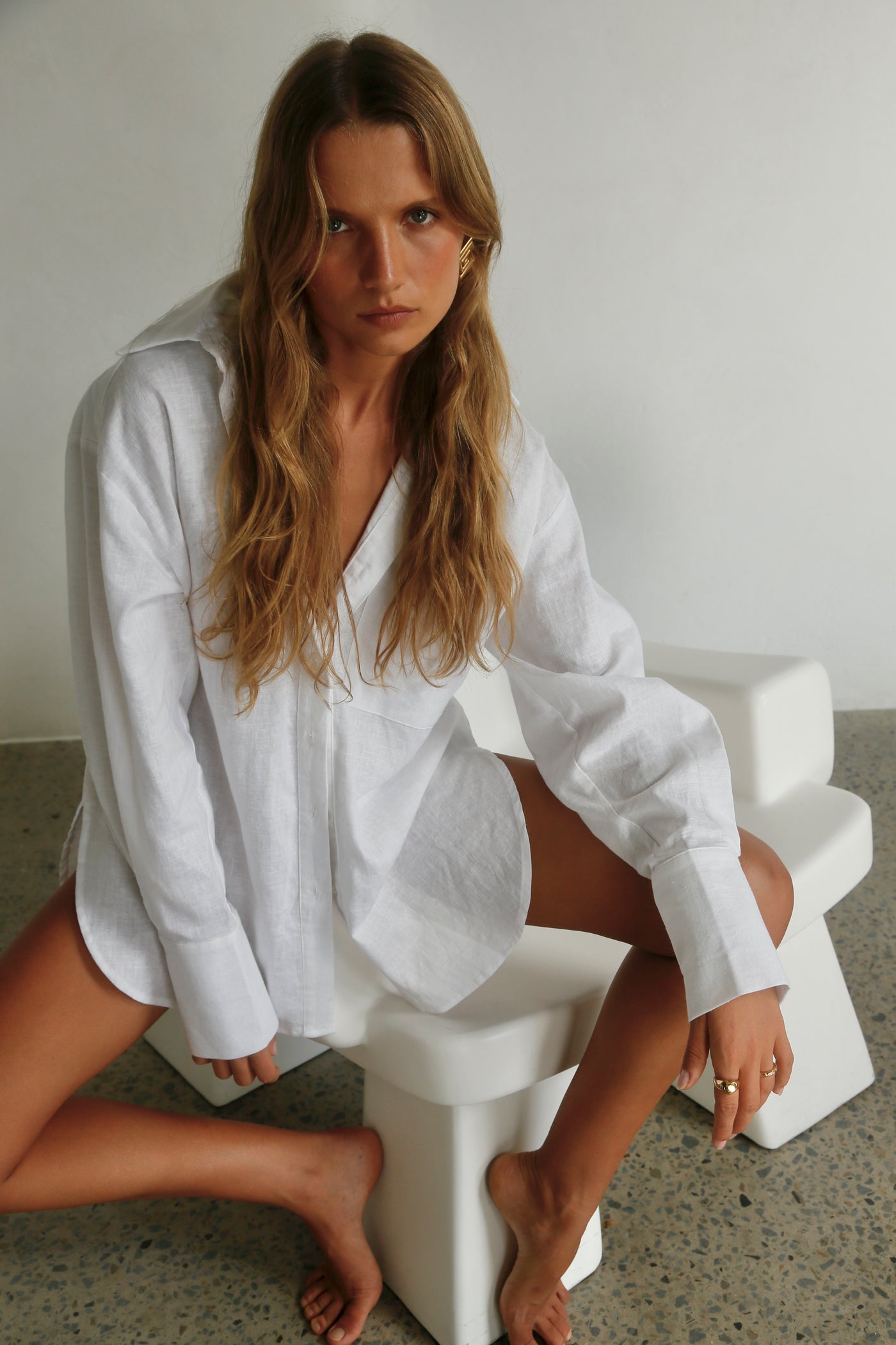 THE LINE | HENDRIX LONG SLEEVE LINEN SHIRT WHITE| BABY LEMONADE STORE