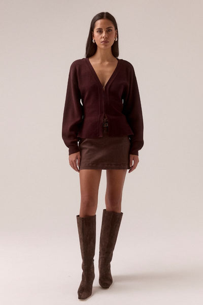 SOVERE STUDIO SENTIMENT KNIT CARDI PLUM