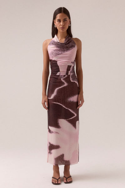 SOVERE STUDIO AFTERLIGHT MESH DRESS RAISIN