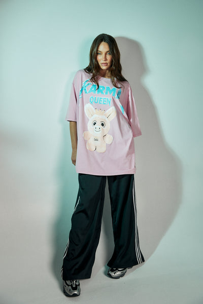 SABBI KARMA QUEEN TEE PINK ACID WASH