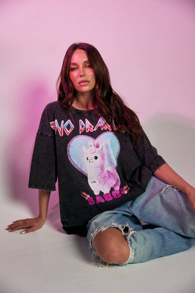 SABBI NO DRAMA LLAMA COTTON TEE