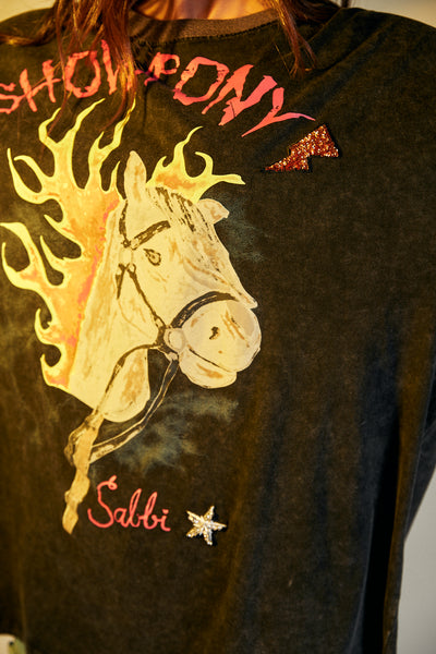 SABBI SHOW PONY TEE BLACK ACID WASH