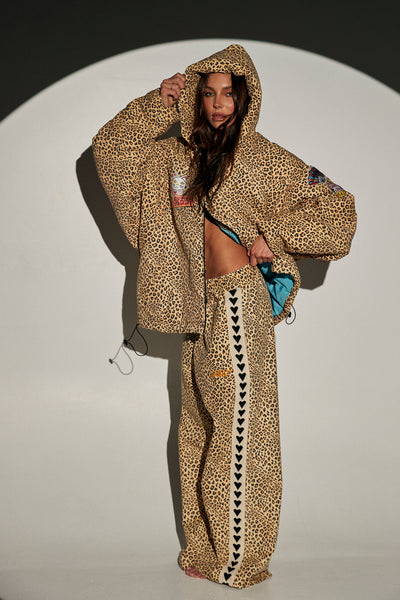 SABBI CANVAS HEARTS  DRILL PANTS LEOPARD
