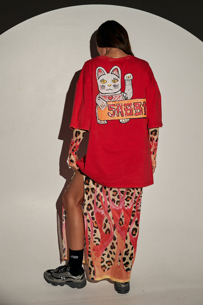 SABBI THE CHAMPAGNE TATTOO TEE RED