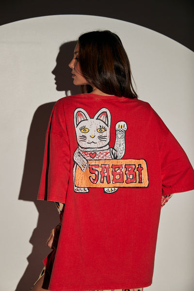 SABBI THE CHAMPAGNE TATTOO TEE RED
