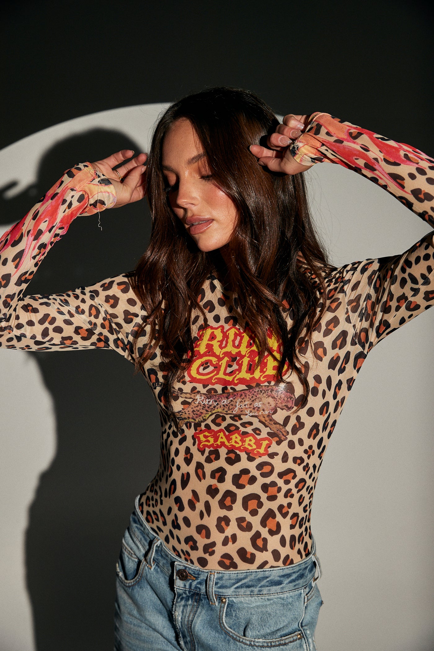 SABBI RUN CLUB LONG SLEEVE TOP LEOPARD/FLAMES | BABY LEMONADE STORE