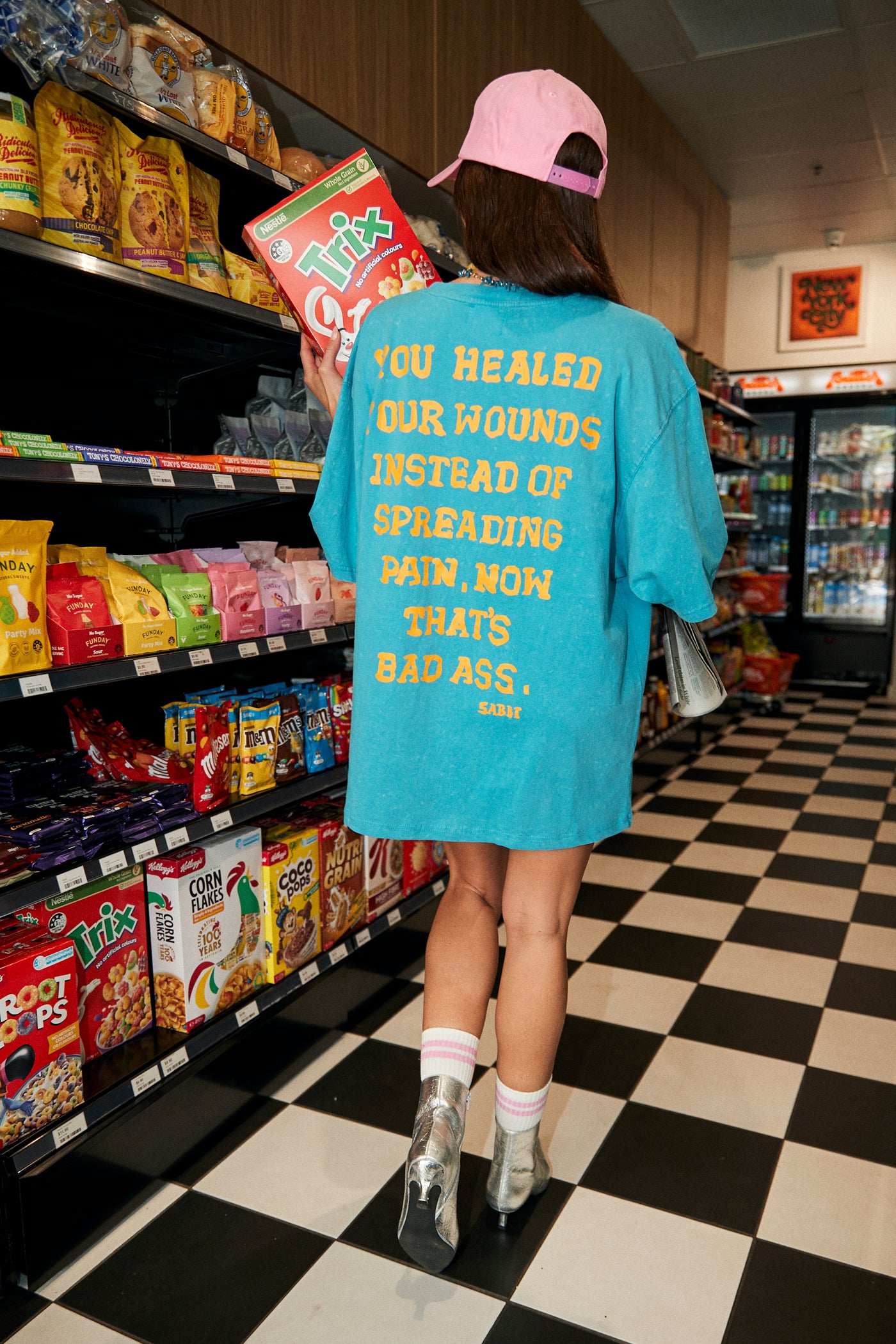 SABBI SELF LOVE CLUB VERY OVERSIZED TEE BLUE