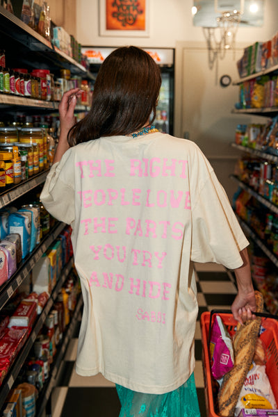 SABBI SELF LOVE CLUB VERY OVERSIZED TEE OFF WHITE