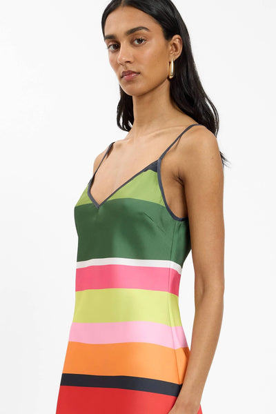 BIAS MINI DRESS EMERALD STRIPE