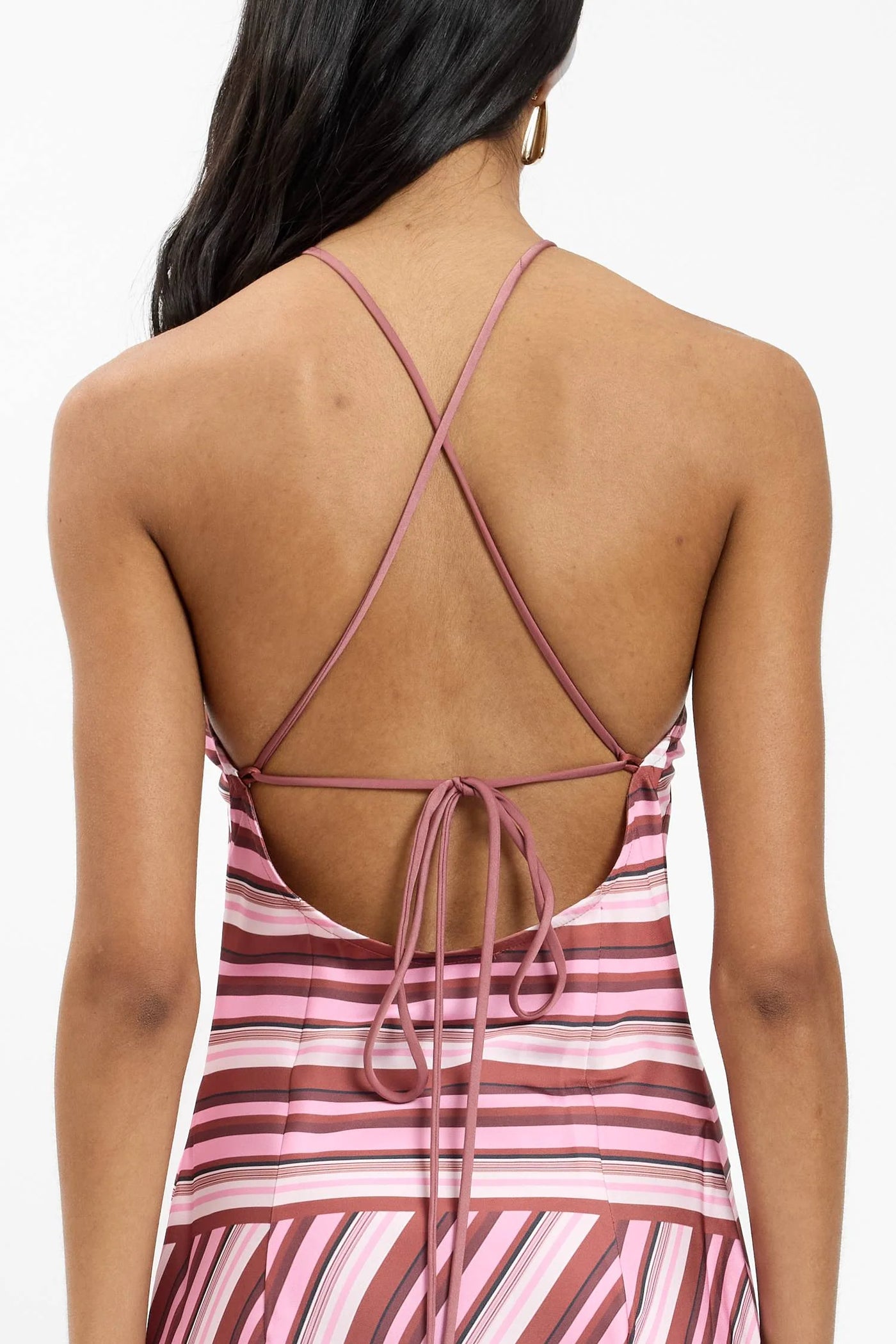 HALTER MAXI DRESS MAGENTA STRIPE