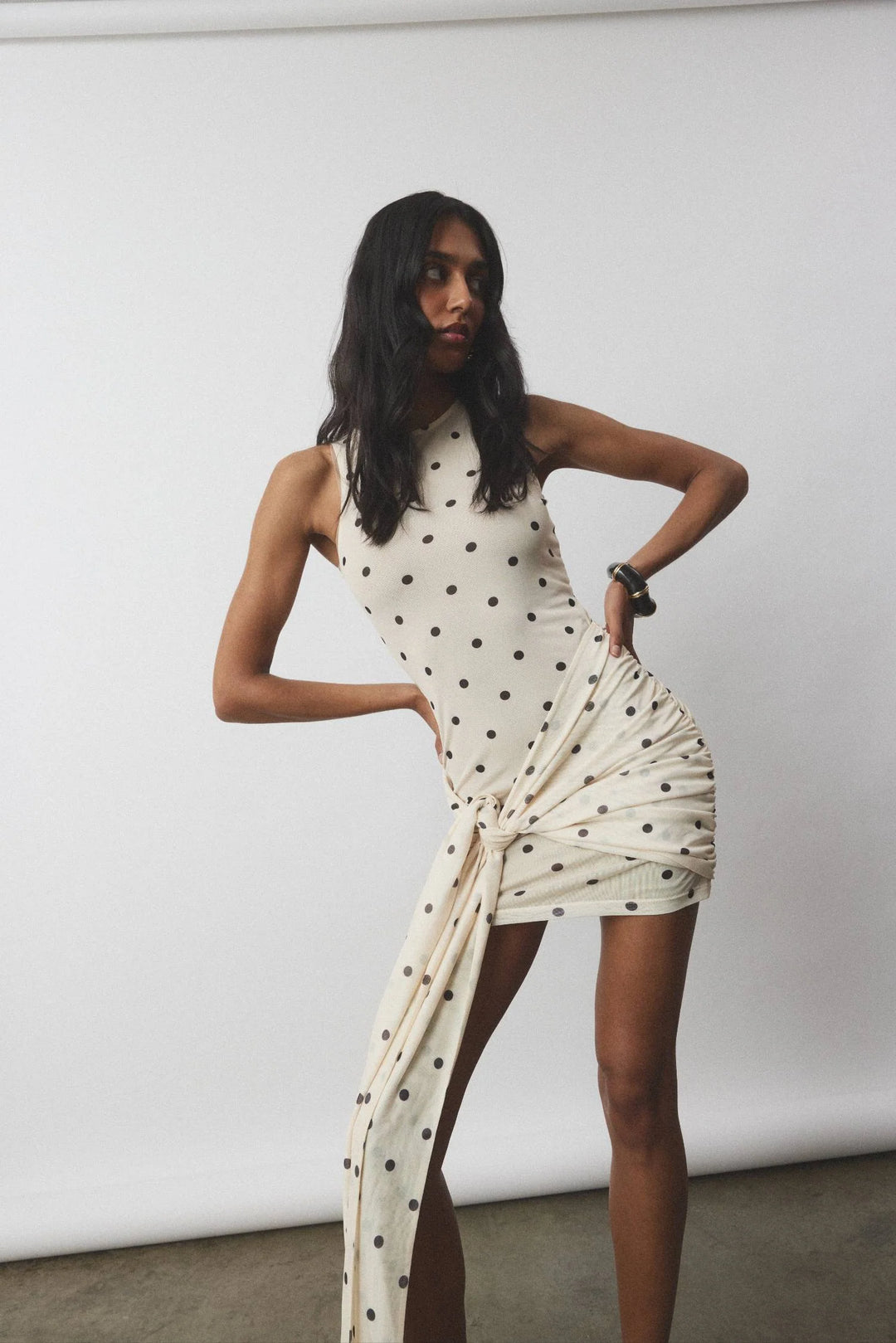 with harper lu mini dress WITH HARPER LU WRAP MESH MINI DRESS IVORY POLKA – Baby Lemonade Store