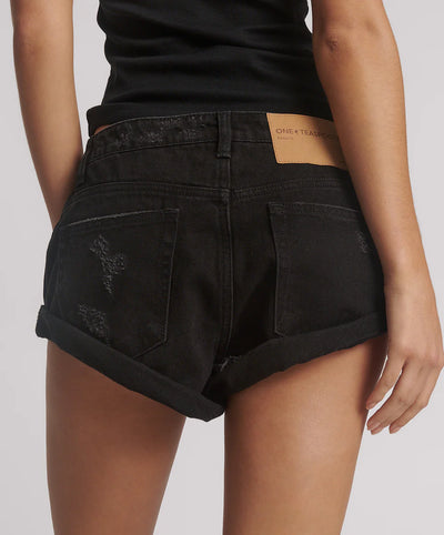 ONE TEASPOON BANDITS DENIM SHORTS DOUBLE BLACK