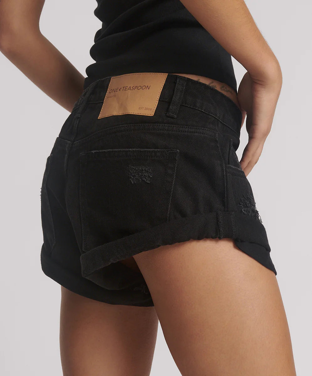 ONE TEASPOON BANDITS DENIM SHORTS DOUBLE BLACK