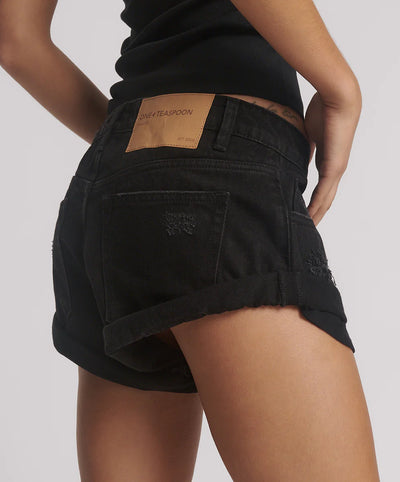 ONE TEASPOON BANDITS DENIM SHORTS DOUBLE BLACK