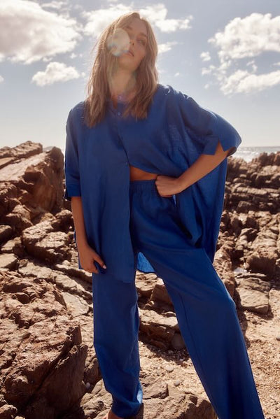 Sabbi The Patron linen Shirt Azure Blue