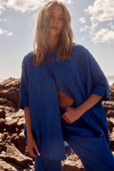 Sabbi The Patron linen Shirt Azure Blue