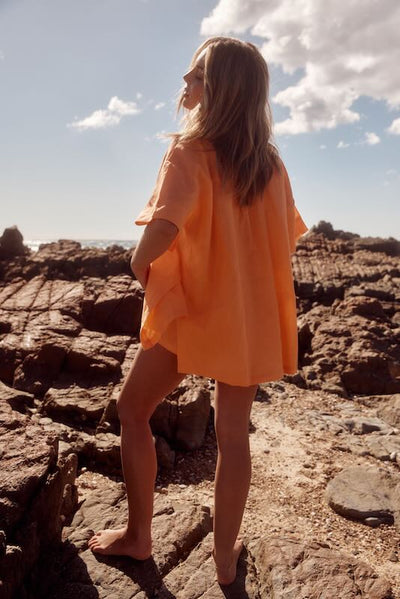 SABBI 1800 linen pull on shorts Tangerine