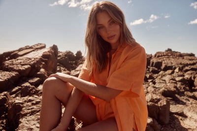 SABBI PATRON LINEN SHIRT TANGERINE