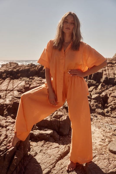 SABBI PANCHOS LINEN PULL ON PANT TANGERINE