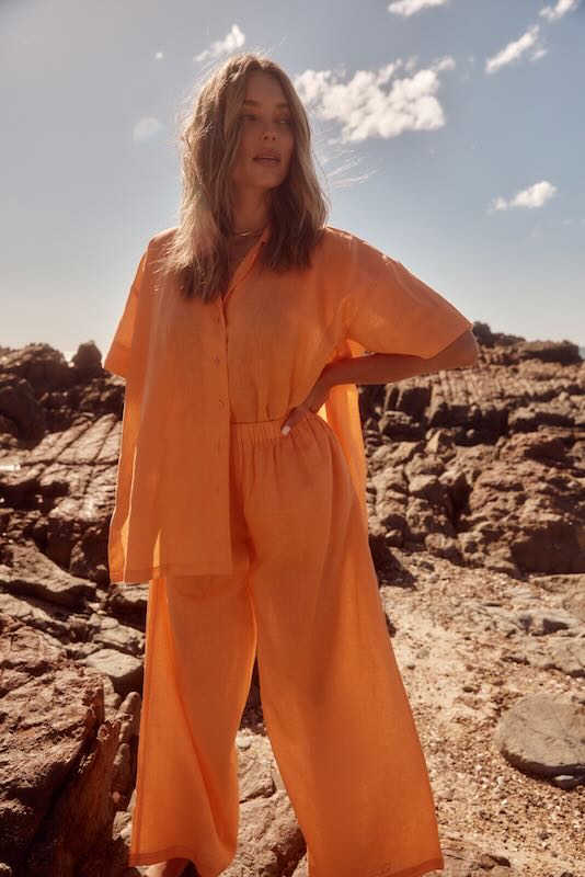 SABBI PANCHOS LINEN PULL ON PANT TANGERINE