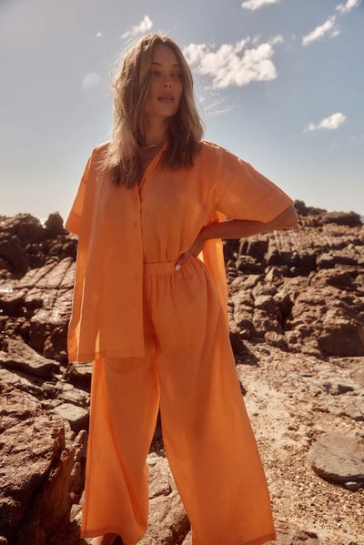 SABBI PANCHOS LINEN PULL ON PANT TANGERINE