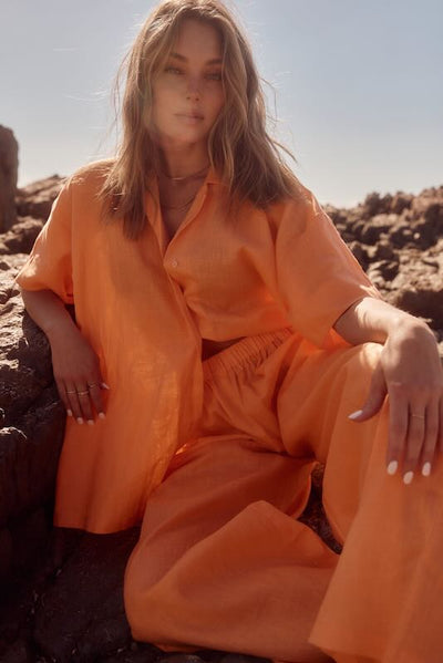 SABBI PANCHOS LINEN PULL ON PANT TANGERINE