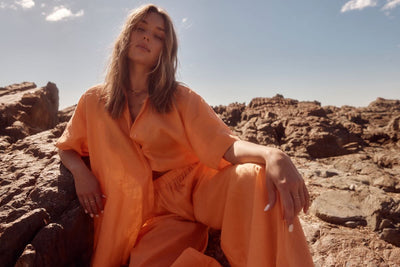 SABBI PATRON LINEN SHIRT TANGERINE