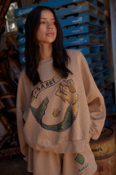 Sabbi The Cali Vintage Cotton Sweatshirt Mermaid Latte