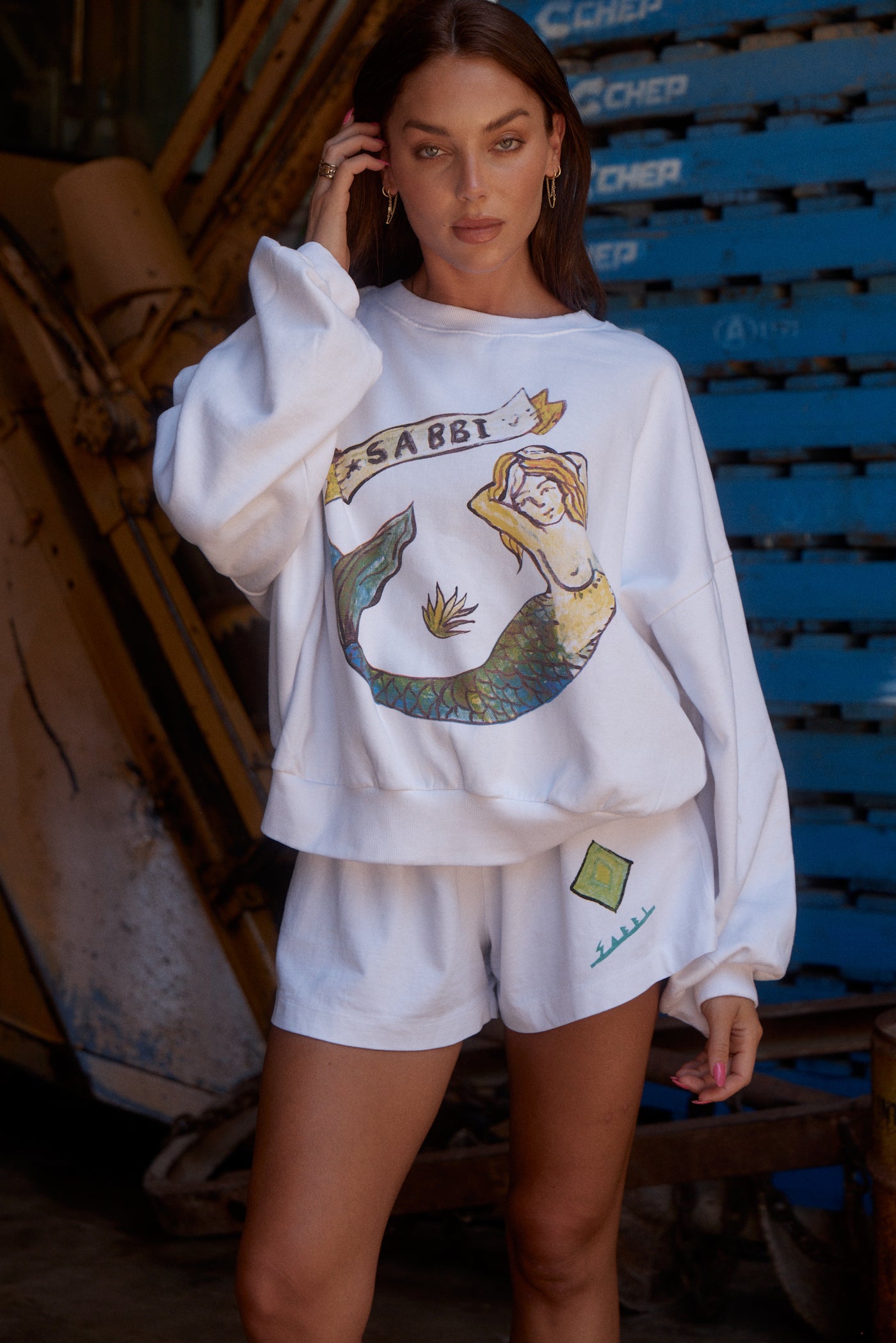 Sabbi The Mermaid White Baja Cotton Shorts