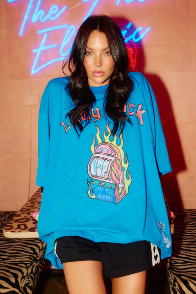 SABBI THE LADY LUCK OVERSIZED TEE BLUE