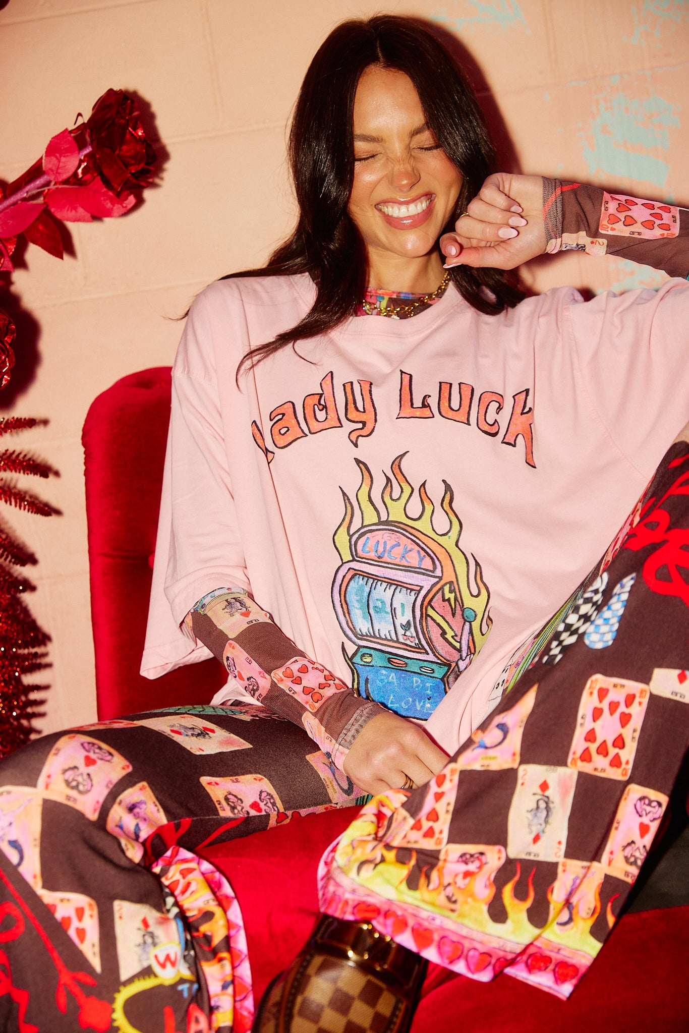 SABBI LADY LUCK OVERSIZED TEE PINK
