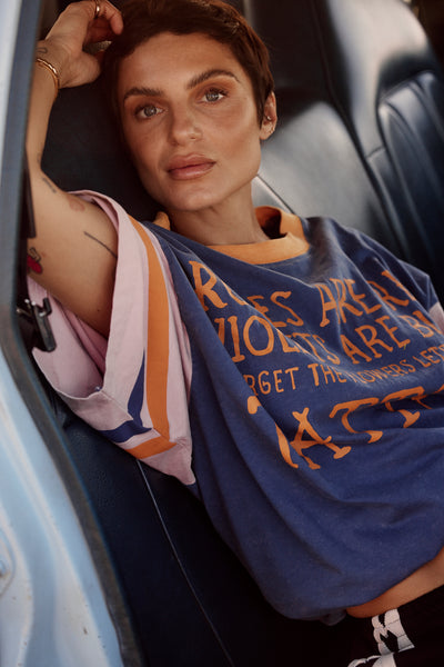 Sabbi THE ROSES AND TATTOO OVERSIZED TEE BLUE BABY LEMONADE STORE