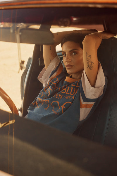 Sabbi THE ROSES AND TATTOO OVERSIZED TEE BLUE BABY LEMONADE STORE
