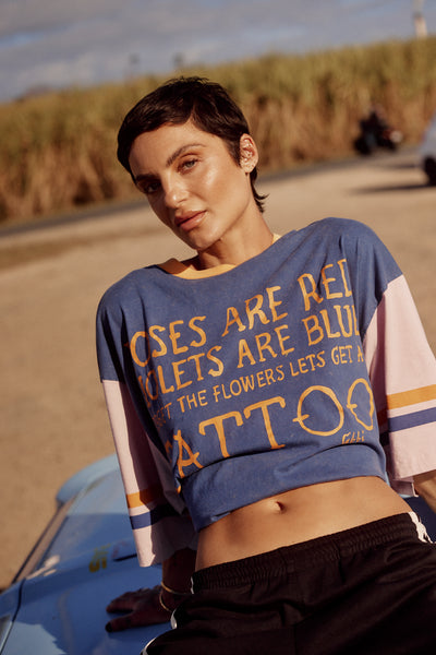 Sabbi THE ROSES AND TATTOO OVERSIZED TEE BLUE BABY LEMONADE STORE