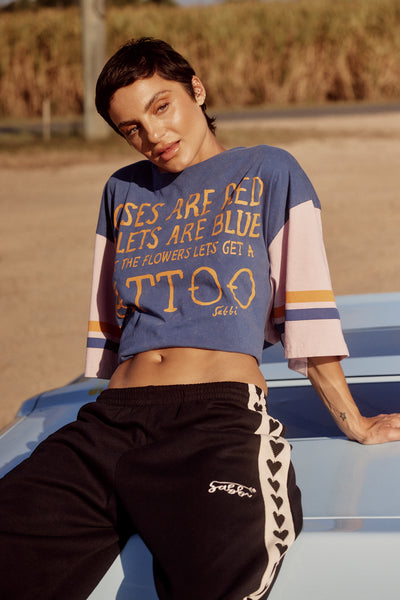 Sabbi THE ROSES AND TATTOO OVERSIZED TEE BLUE BABY LEMONADE STORE