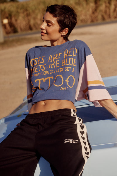 Sabbi THE ROSES AND TATTOO OVERSIZED TEE BLUE BABY LEMONADE STORE