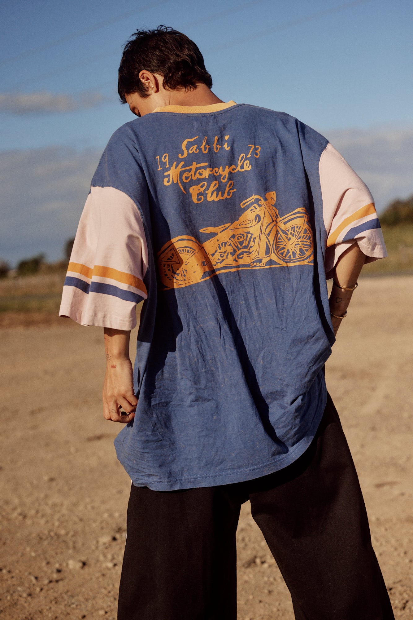 Sabbi THE ROSES AND TATTOO OVERSIZED TEE BLUE BABY LEMONADE STORE