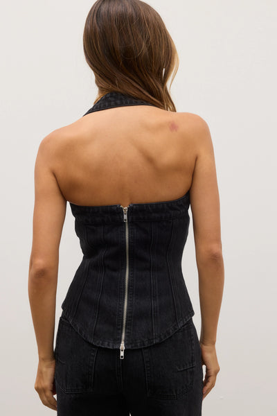 BAYSE SABINE DENIM CORSET BACK STAGE BLACK | BABY LEMONADE STORE