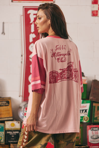SABBI OVERSIZED ROSES AND TATTOS TEE PINK | BABY LEMONADE STORE