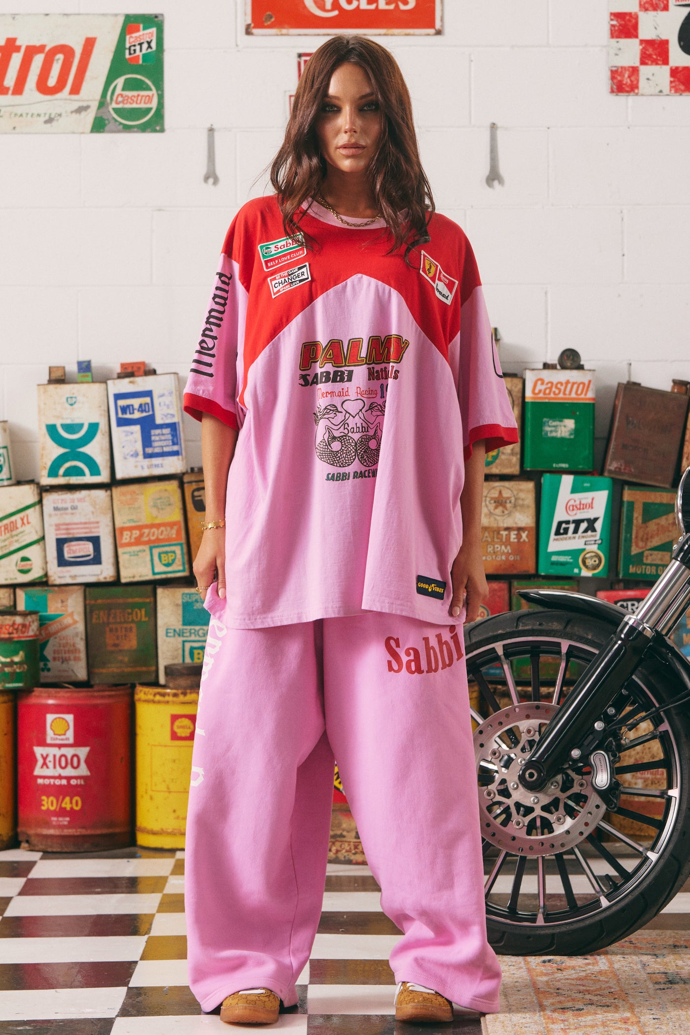 SABBI THE MERMAID RACING VERY OVERSIZED TEE PINK